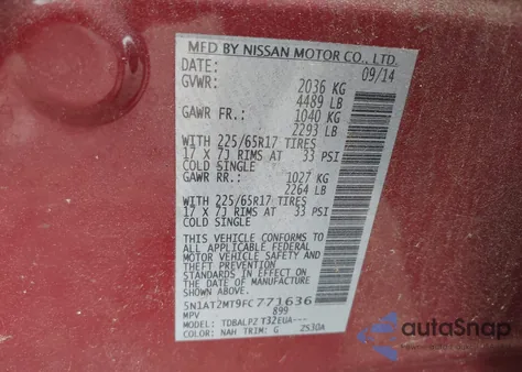 2015 Nissan Rogue S from USA, damaged, VIN 5N1AT2MT9FC771636